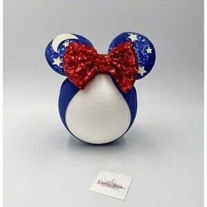 Sorcerer Baby Mouse Ears – Blue Star Ears with Red Sequin Bow